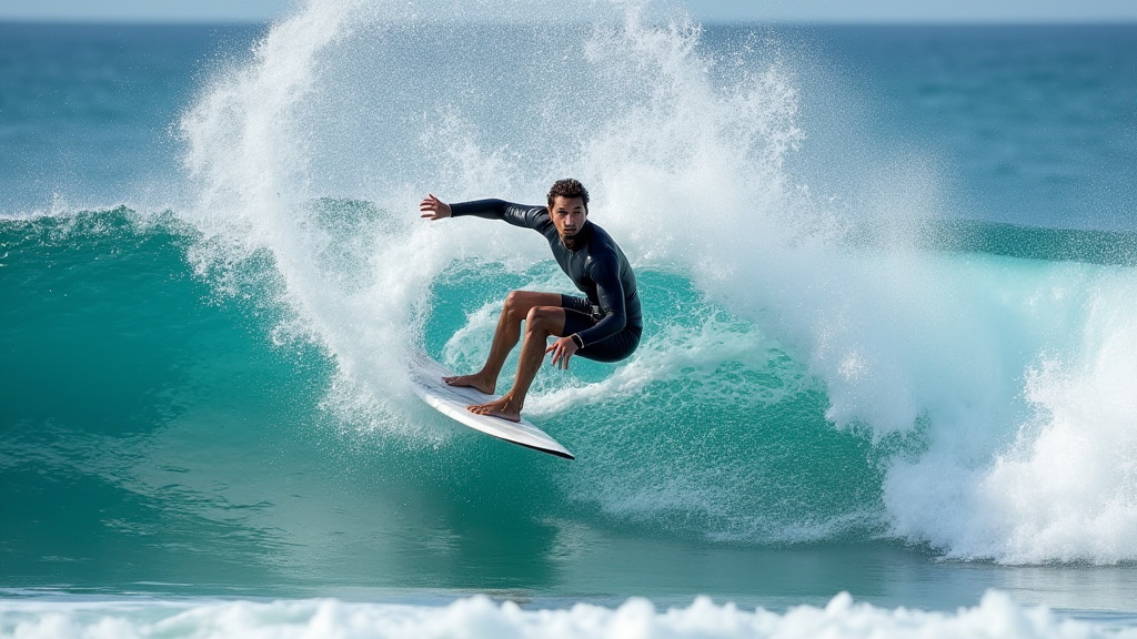 A pro surfer carving on a shortboard