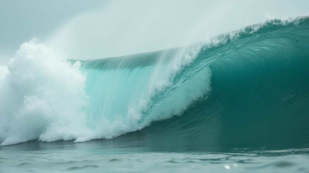 A powerful ocean wave breaking